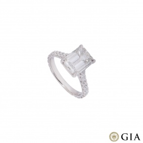 Platinum Emerald Cut Diamond Ring 3.02ct I/VVS1